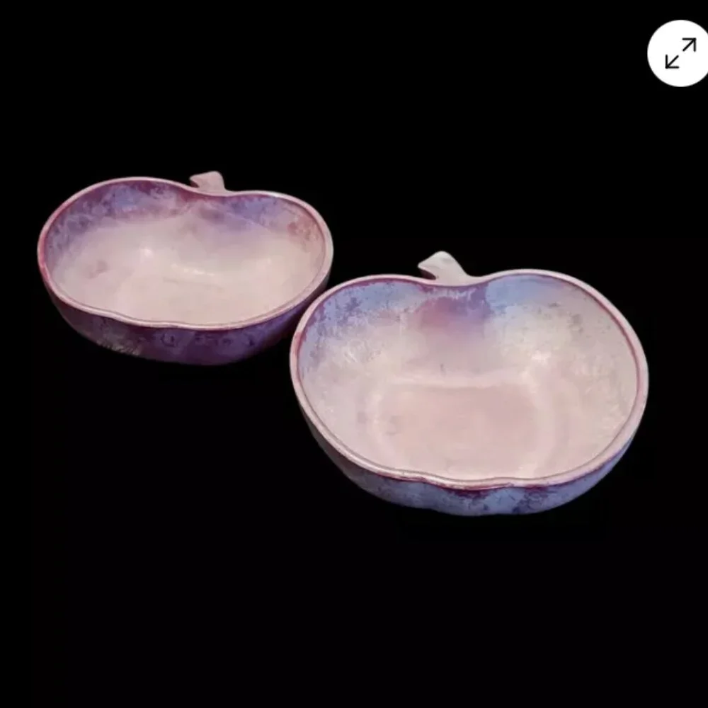 APPLE Salad Bowl Hazel Atlas Platonite Orchard Ware Serving Set of 2 VINTAGE